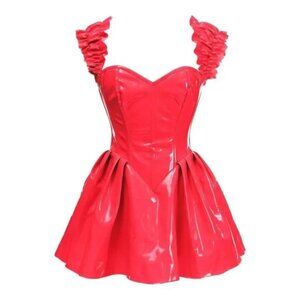 Steel Boned Red Patent PVC Vinyl Corset Dress